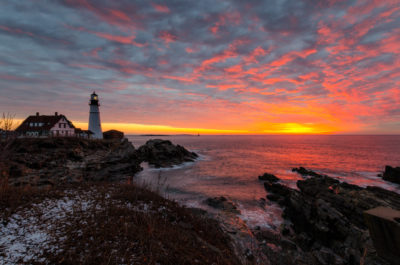 Fiery Sunrise at Portland Headlight